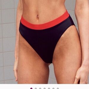 SOLID & STRIPED Black and Red High-Waist bikini bottoms